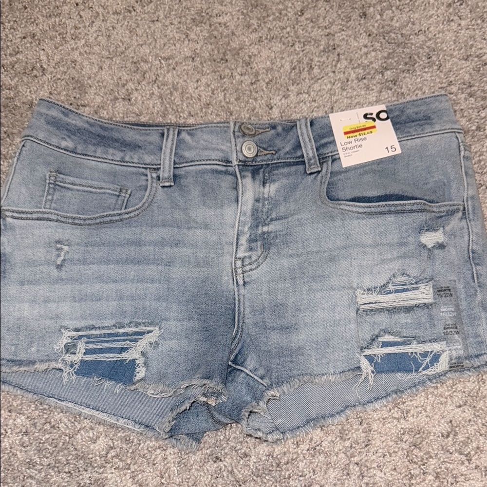 SO Blue Jean Shorts Distressed Frayed Hem